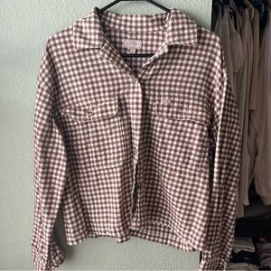 Cropped Brown Gingham Flannel